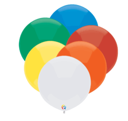 17 inch Primary Assortment With White Outdoor Balloon