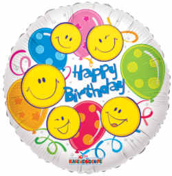18 Inch Happy Face Birthday Mylar Balloon