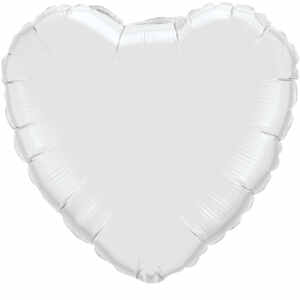 18-inch White Heart Microfoil Balloon