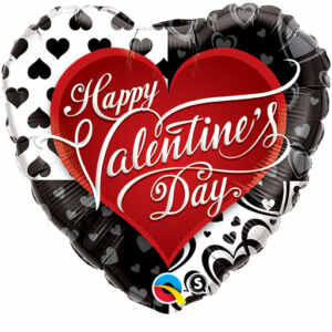 18 Valentine's Black Hearts Mylar Balloon