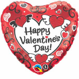 18 Valentine's Sketched Hearts Mylar Balloon