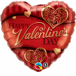 18 Valentine's Golden Filigree Mylar Balloon