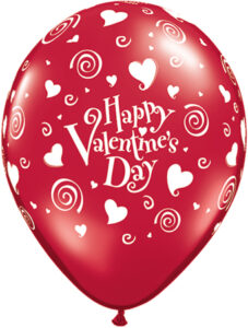 11 Valentine's Swirling Hearts Latex Balloons