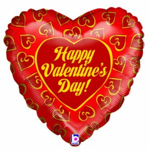 18 Valentine's Hearts of Gold Mylar Balloon