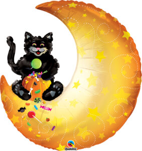 35 Inch Halloween Trick-Or-Treat Cat & Moon Mylar Balloon