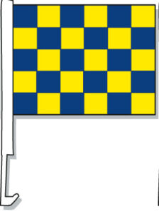 Blue Yellow Checkered Car Window Flag