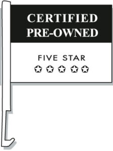 Certified Pre-Owned Five Star Car Window Flag
