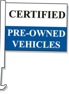 Certified Pre-Owned Vehicles Car Window Flag Blue