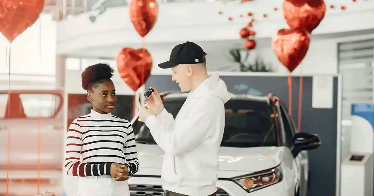 Eye-catching Funsational balloon display at an automotive dealership sales event