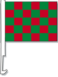 Green Red Checkered Car Window Flag
