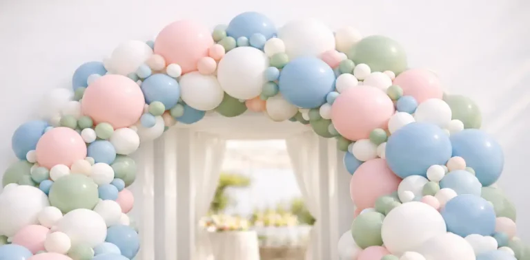 Balloon arch illustrating a balloon arch over a doorway.