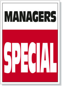 Managers Special Hood Sign