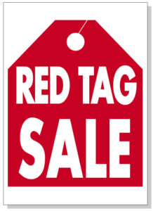 Red Tag Sale Hood Sign